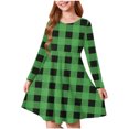 thumbnail image 1 of Rohuuque Girls Christmas Dress,Long Sleeve Stretchy Round Neck Skirt With Grid Pattern Print 5 Years Green, 1 of 5