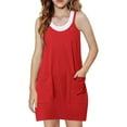 thumbnail image 1 of Gpaecead Girls Dress with Shorts Casual Summer Spaghetti Straps One Piece Romper Dresses with Pockets 7 Years Red, 1 of 8
