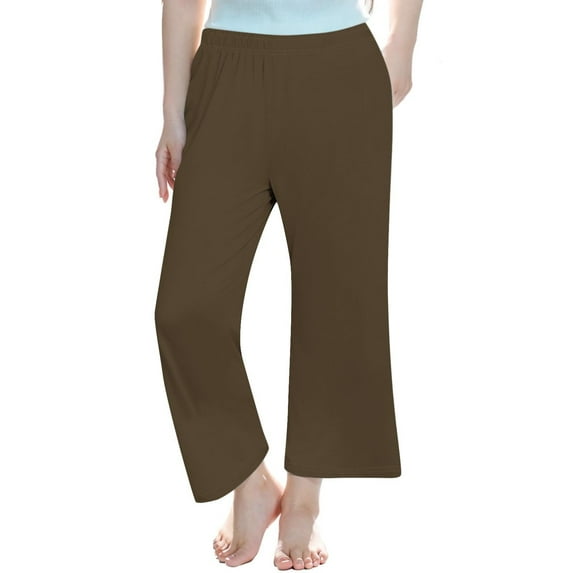 Gpaecead Girls High Waisted Uniform Pants Kids Wide Leg Dress Pants Casual Trousers with Pockets 11 Years Brown