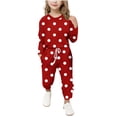 thumbnail image 1 of Gpaecead Girls' Long Sleeve Speckles Tops & Slim Pants 2-Piece Clothing Set 13 Years Red, 1 of 5