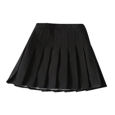 YanQiao Girls Pleated Skirt Elastic Waist Uniform Plus Size Casual School Uniform Outwear Skirts 5 Years Black