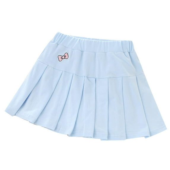 Rohuuque Girls Pleated Skirt Elastic Waist Uniform Plus Size Casual School Uniform Outwear Skirts with Bowknot 1 Years Light Blue