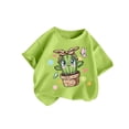 thumbnail image 1 of Lovskoo Girls Round Neck Short Sleeve T Shirts,Summer Crewneck Printed Casual Loose T Shirt Tops Sports Shirts for Girls 6-7 Years Green, 1 of 9