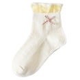 thumbnail image 1 of Rohuuque Girls Socks for Summer : Solid Color Lace Bowtie Cotton Breathable Princess Thin Socks 1 Years Yellow, 1 of 2