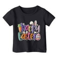 thumbnail image 1 of Rohuuque Happy Easter Eggs Shirts Boys Girls Bunny Tshirt Short Sleeve Cotton Tee Funny Rabbit Graphic Tshirts 9 Years Black, 1 of 4