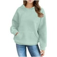 thumbnail image 1 of Gpaecead Hoodies For Teen Girls Casual Solid Color Long Sleeve Crewneck Pullover Sweatshirts with Pockets 7 Years Green, 1 of 7