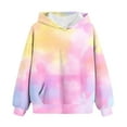 thumbnail image 1 of Gpaecead Hoodies For Teen Girls Casual V-Neck Tie Dye Long Sleeve Sweatshirts with Pockets 10 Years Yellow, 1 of 4