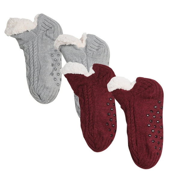 Rohuuque Kids Boys Girls Thicken Snow Socks Winter Lined Fuzzy Warm Soft Non Skid Socks Wine 6 Years