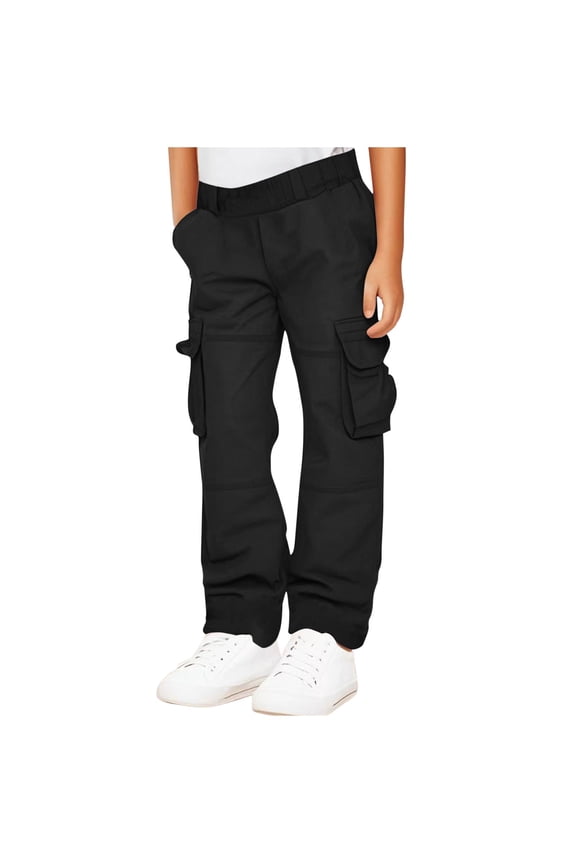 Kids' Cargo Pants, Boy's Casual Outdoor Protective Waterproof Hiking Climbing Convertible Trousers 13 Years Black