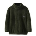 thumbnail image 1 of Rohuuque Kids Casual Jacket,Warm Thickened Plush Long Sleeve Coats Windproof Stand Collar Jacket 4 Years Army Green, 1 of 3