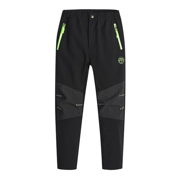 Rohuuque Kids Lined Pants Waterproof Warm Winter Hiking Pants for Boys Girls Snowboard Pants with Zip Pockets 7 Years Black