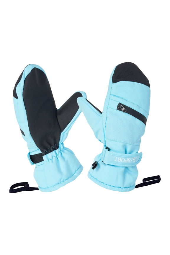 Gpaecead Kids Ski Snow Gloves Winter Cold Weather Windproof Warm Snowboard Sport Mittens for Boys Girls Blue Free Size