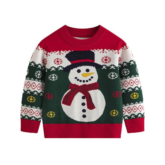 Lovskoo Kids Sweatshirt,Christmas Print Casual Warm Knit Sweater Pullover 3 Years Green