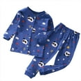 thumbnail image 1 of Rohuuque Kids Toddler Girl Boy Two Piece Pajamas Set Button Down Pajama Shirt Top Pants Shorts Sleepwear Pjs Set 4 Years Blue, 1 of 3