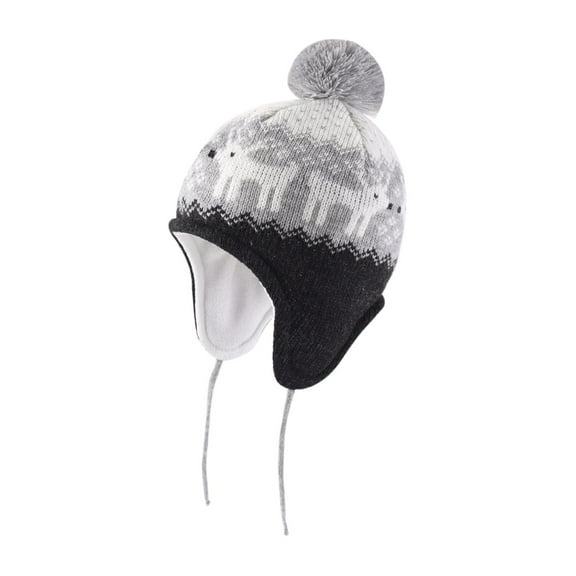 Rohuuque Kids Winter Hat Toddler Knitted Beanie Hat Cotton Lined Fur Cap Baby Girls Boys Beanies L Dark Gray
