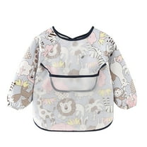 Rohuuque Long Sleeve Baby Bibs, Waterproof Bibs for Eating & Feeding, Toddler Baby Girls Boys Anti-Fouling Bibs with Cute Animal Painting 3 Years Purple