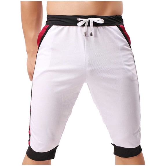 Gpaecead Man's Running Shorts: Solid,Casual Sports,Speed-Dry,Pocket,and Drawstring XL White