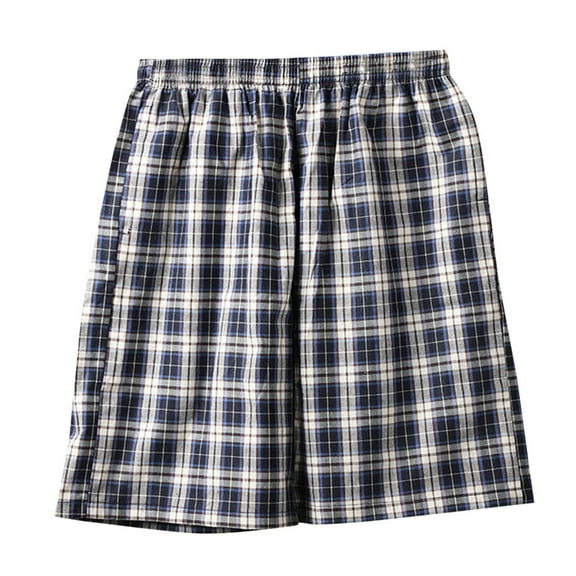 Gpaecead Men's Plaid Casual Sports Shorts with Pocket and Drawstring - Beach Pants 2XL Blue