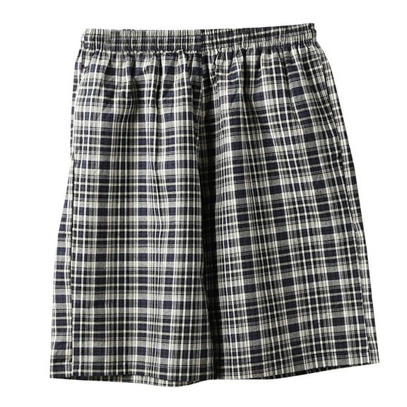 Gpaecead Men's Plaid Casual Sports Shorts with Pocket and Drawstring - Beach Pants XL Gray