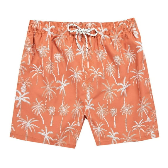 Gpaecead Men's Printed Beach Pants: Casual Sports Shorts with Pocket and Drawstring S Orange