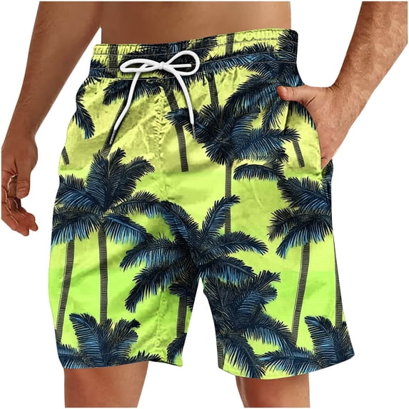 Gpaecead Men's Printed Casual Sports Shorts with Pocket and Drawstring - Beach Pants 3XL Green