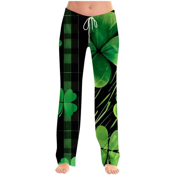Gpaecead Mens Womens St. Patricks Day Pajama Pants Drawstring Elastic Waist Casual Jogger Pants M Green