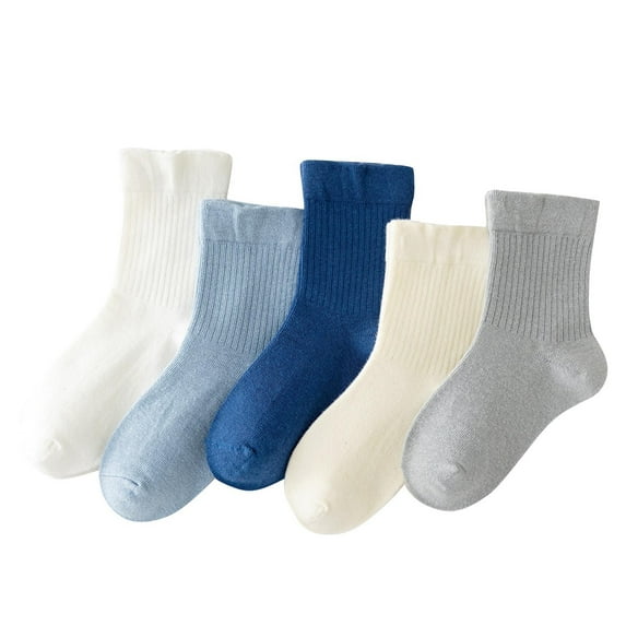 Rohuuque Newborn Cotton Crew Socks Unisex Baby Solid Color Sock Ankle Socks for Boy Girls Infant Toddlers 3 Years Blue