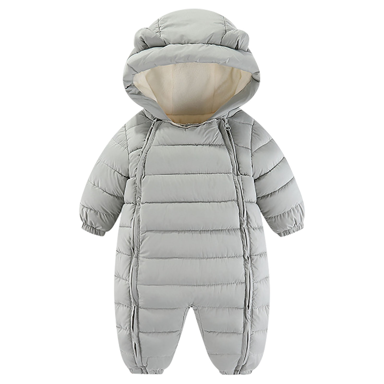 Lovskoo One Piece Jumpsuit Romper Baby Boys Girls Plush Warm Winter Snowsuit 18-24 Months Gray