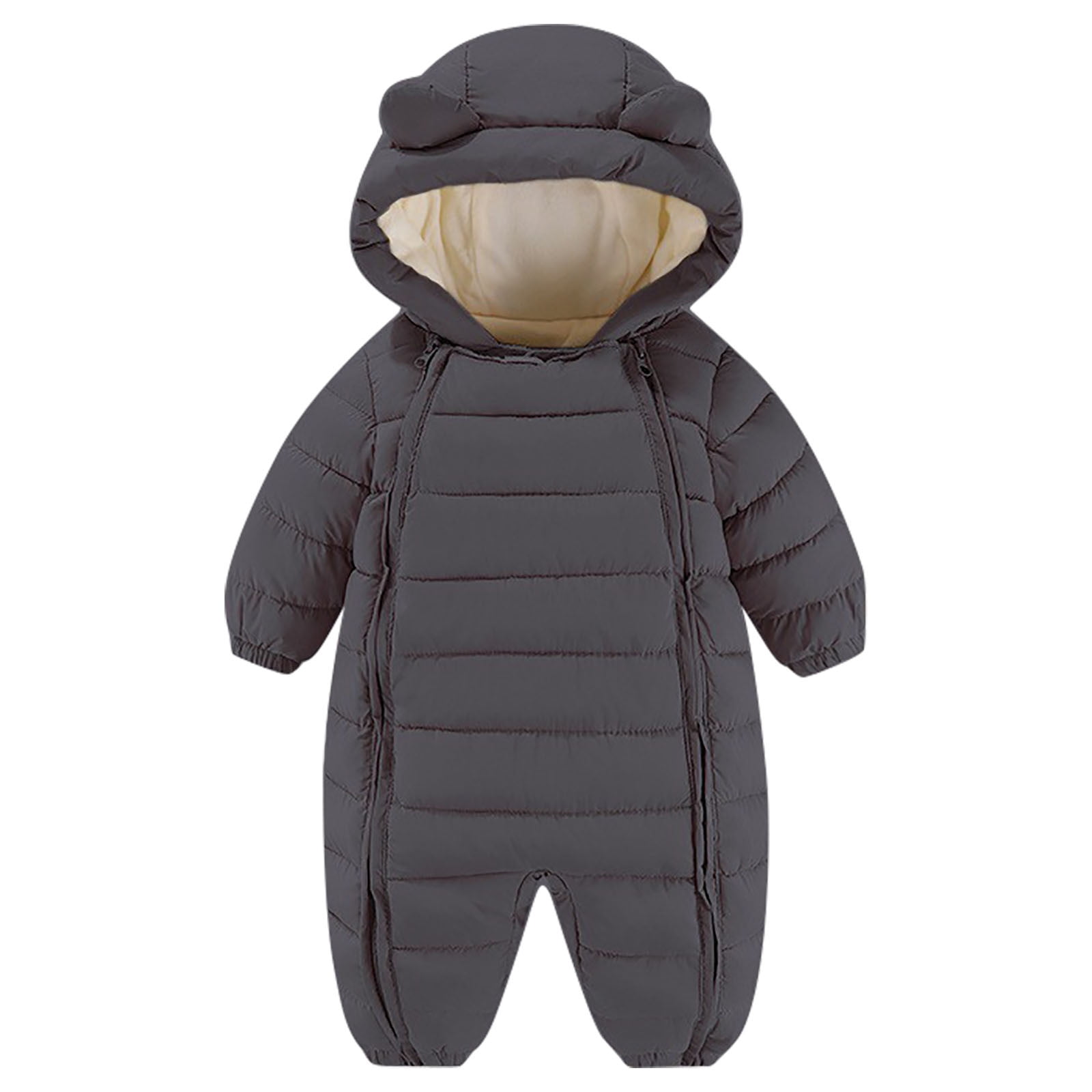 Lovskoo One Piece Jumpsuit Romper Baby Boys Girls Plush Warm Winter Snowsuit 6-12 Months Black