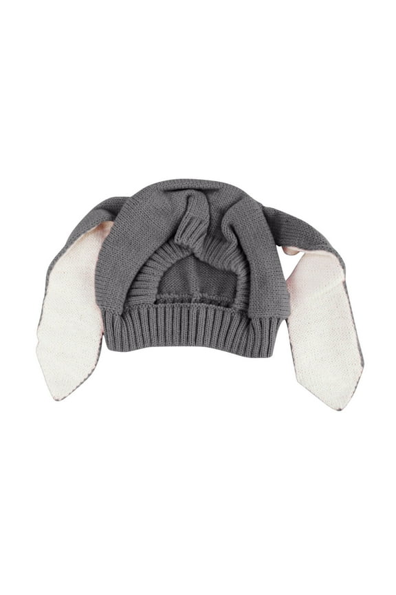 Hats Rabbit Ears Beanie Cap Winter Warm Knit Caps for Toddlers Baby Girls and Boys Free Size Gray