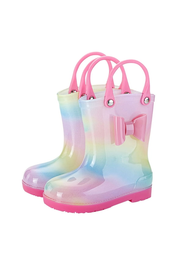 Gpaecead Slip-Resistant, Waterproof, and Tie-Dye Rain Boots for Boys and Girls - Kids' Toddler Boots 5 Years Pink