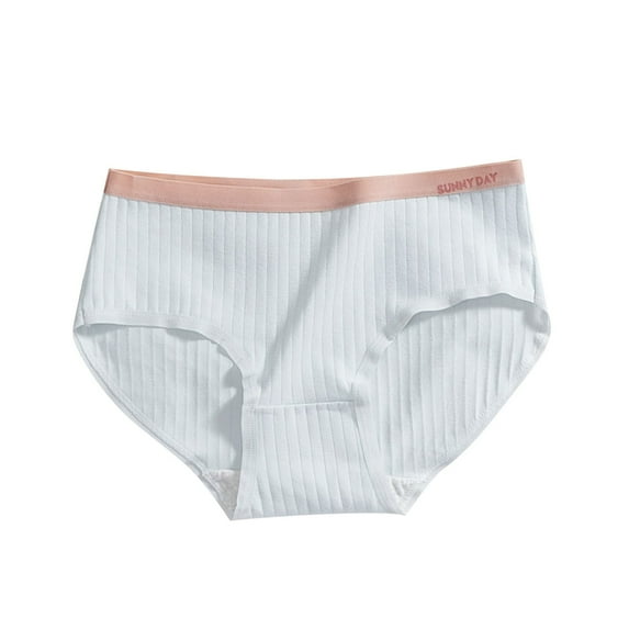 Rohuuque Teen Girls Pure Cotton Underwear Briefs Breathable Mid Waist Underpants Cute Panties M Light Blue