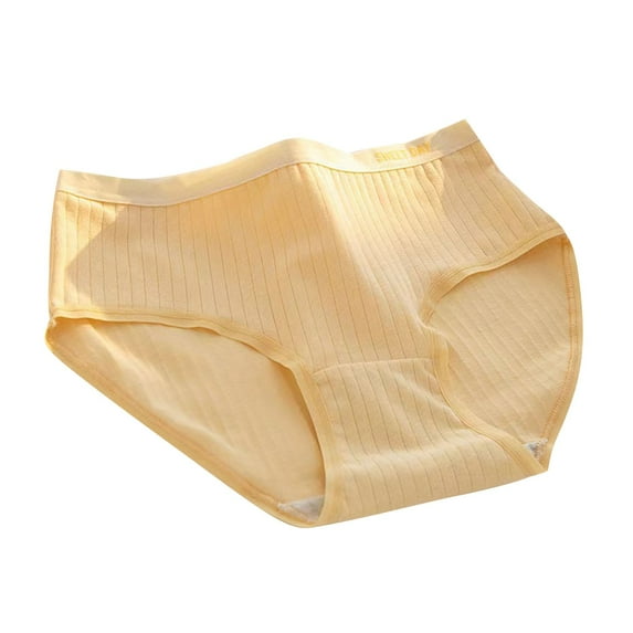 Rohuuque Teen Girls Pure Cotton Underwear Briefs Breathable Mid Waist Underpants Cute Panties XL Yellow