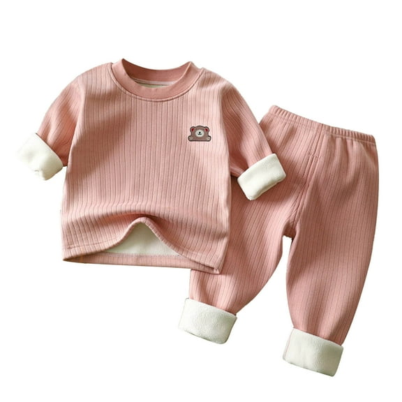 Rohuuque Toddler Baby Boy Girl Fall Winter Sweatshirt Outfit Clothes Long Sleeve Pullover Tops Joggers Pants Set 2 Years Pink