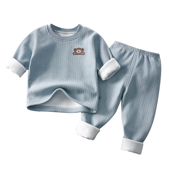 Lovskoo Toddler Baby Boy Girl Fall Winter Sweatshirt Outfit Clothes Long Sleeve Pullover Tops Joggers Pants Set 3 Years Blue
