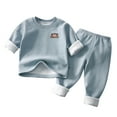 thumbnail image 1 of Rohuuque Toddler Baby Boy Girl Fall Winter Sweatshirt Outfit Clothes Long Sleeve Pullover Tops Joggers Pants Set 8 Years Blue, 1 of 5