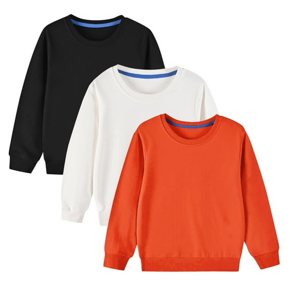 Rohuuque Toddler Baby Boy Girl Long Sleeve Crewneck Pullover Sweatshirt Sweater Outfits Solid Color Casual Clothes 3pc 3 Years Orange