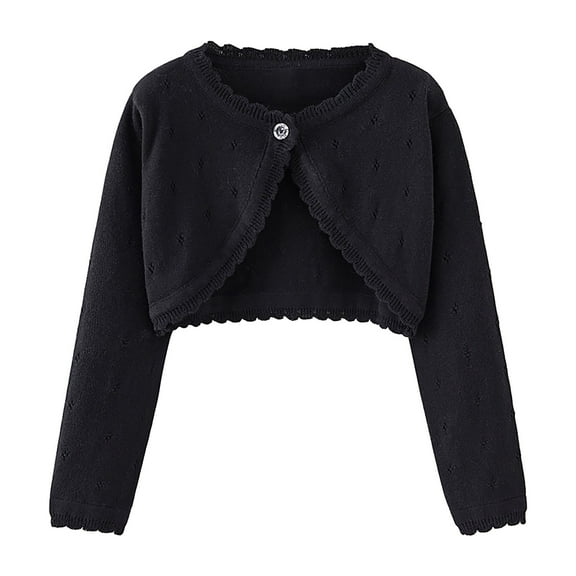 YanQiao Toddler Baby Girl Cardigan Long Sleeve Button Knit Sweater Coats Top Cute Fall Winter Knitwear Jacket Warm Clothes 4 Years Black