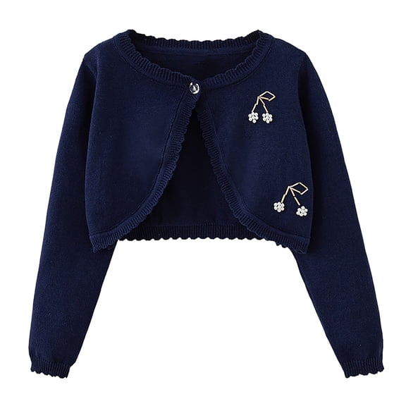 Lovskoo Toddler Baby Girl Cardigan Long Sleeve Button Knit Sweater Coats Top Cute Fall Winter Knitwear Jacket Warm Clothes 2 Years Dark Blue