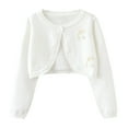 thumbnail image 1 of YanQiao Toddler Baby Girl Cardigan Long Sleeve Button Knit Sweater Coats Top Cute Fall Winter Knitwear Jacket Warm Clothes 7 Years White, 1 of 4