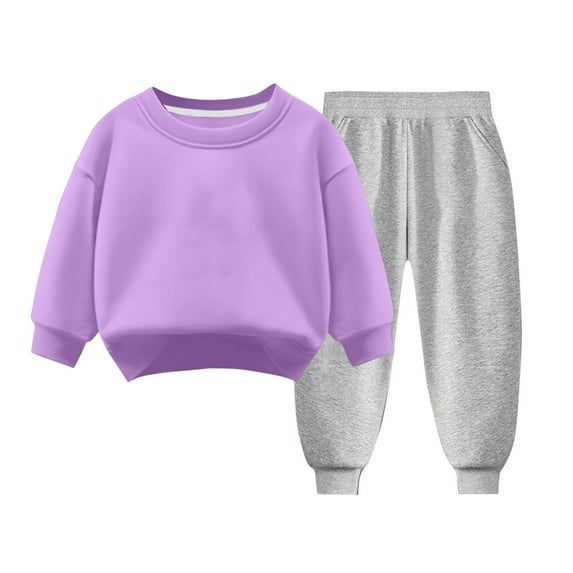 Rohuuque Toddler Boys Girls Clothes Long Sleeves Shirt and Pants Outfit Toddler Spring Fall Winter Clothing Set 7 Years Purple