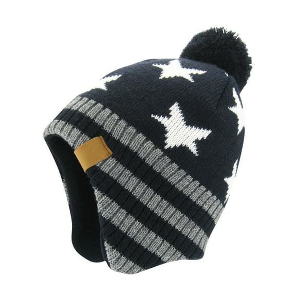Rohuuque Toddler Girls Boys, Baby Hats Winter Warm Knitted Thermal with Fleece Lining, Kids Winter Hat 4 Years Navy