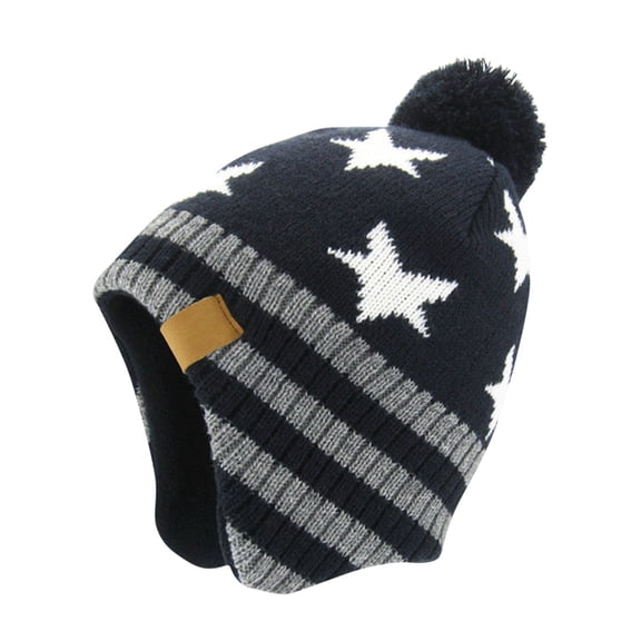 Lovskoo Toddler Girls Boys, Baby Hats Winter Warm Knitted Thermal with Fleece Lining, Kids Winter Hat 8 Years Navy