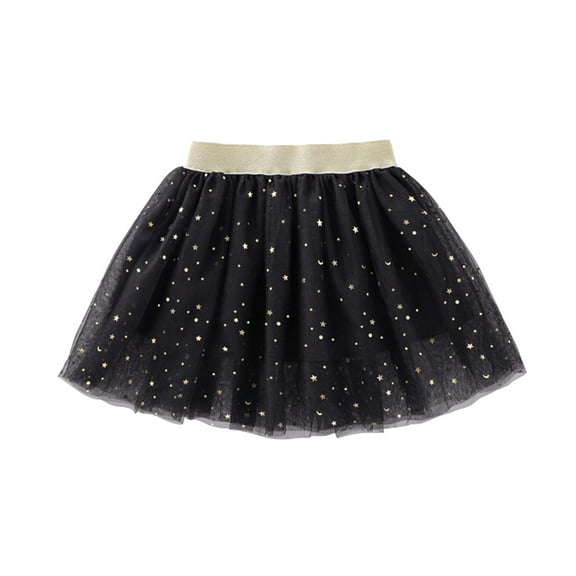 Rohuuque Toddler Girls Layered Princess Skirt Party Dance Solid Color Skirts 7-8 Years Black
