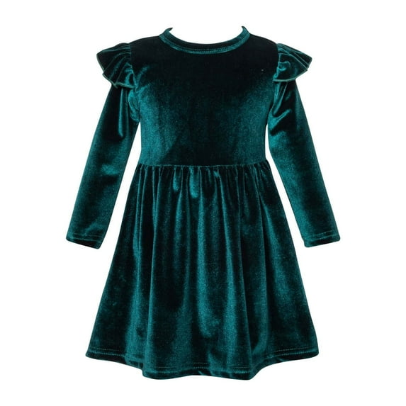 Rohuuque Toddler Girls Middle Sleeve Dress for Little Girls Solid Color Dress Fall Winter Dresses 18-24 Months Army Green