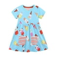 thumbnail image 1 of Gpaecead Toddler Girls Short Sleeve Dresses Ice Cream Printed Cotton Casual Basic Knit Shirt Sundress with Pockets 5 Years Light Blue, 1 of 6