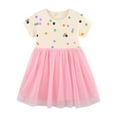 thumbnail image 1 of Gpaecead Toddler Girls Short Sleeve Dresses Printed Cotton Mesh Casual Basic Knit Shirt Sundress with Pockets 4 Years Pink, 1 of 6