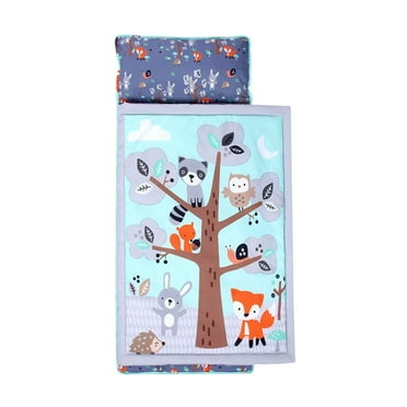 YanQiao Toddler Nap Mat, Rollup Design Kid Sleeping Mat with Removable Pillow Blanket, Toddler Sleeping Bag for Preschool Free Size Gray