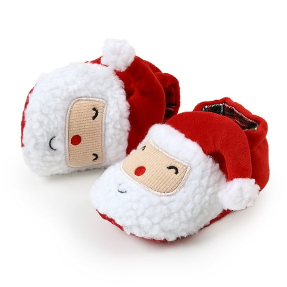Gpaecead Toddler Shoes for Girls Boys Fuzzy Kids Shoes Warm Home Indoor Shoes Cozy Winter Slipper Sneakers Fleece Rubber Sole Outdoor Walking Shoes 0-6 Months Red