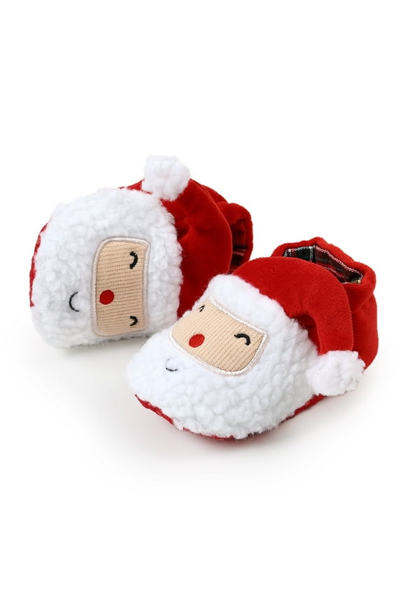 Gpaecead Toddler Shoes for Girls Boys Fuzzy Kids Shoes Warm Home Indoor Shoes Cozy Winter Slipper Sneakers Fleece Rubber Sole Outdoor Walking Shoes 0-6 Months Red